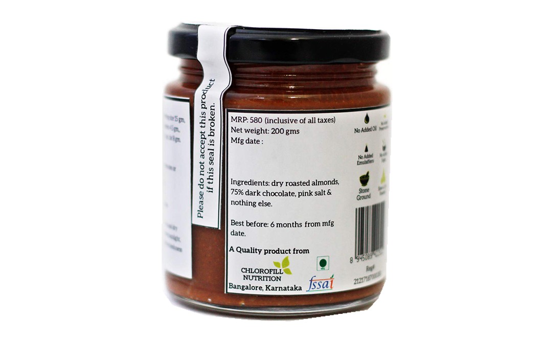 All Over Nuts 75% Dark Chocolate Almond Butter Crunchy   Glass Jar  200 grams
